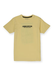 Boys Yellow Graphic Print Regular Fit T-Shirt
