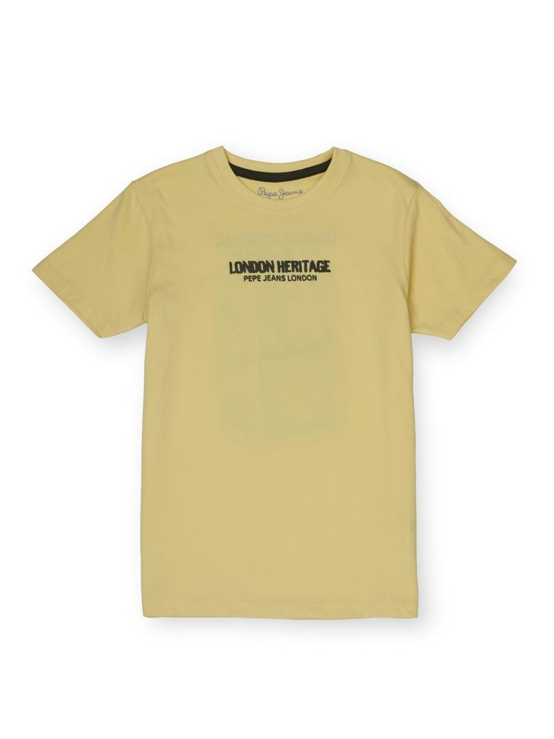 Boys Yellow Graphic Print Regular Fit T-Shirt