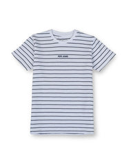 Boys Off White Striped Cotton T-Shirt Short Sleeve