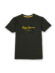 Boys Olive Graphic Print Regular Fit T-Shirt