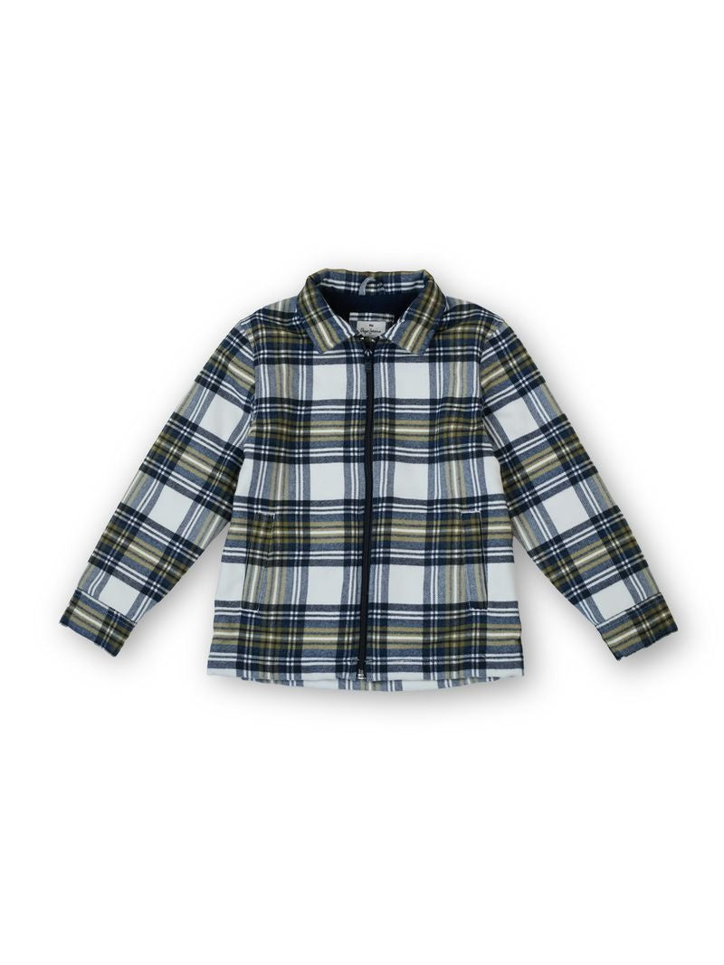 Boys Off White Solid Regular Fit Jacket