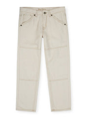 Boys Ecru Solid Skinny Fit Jeans