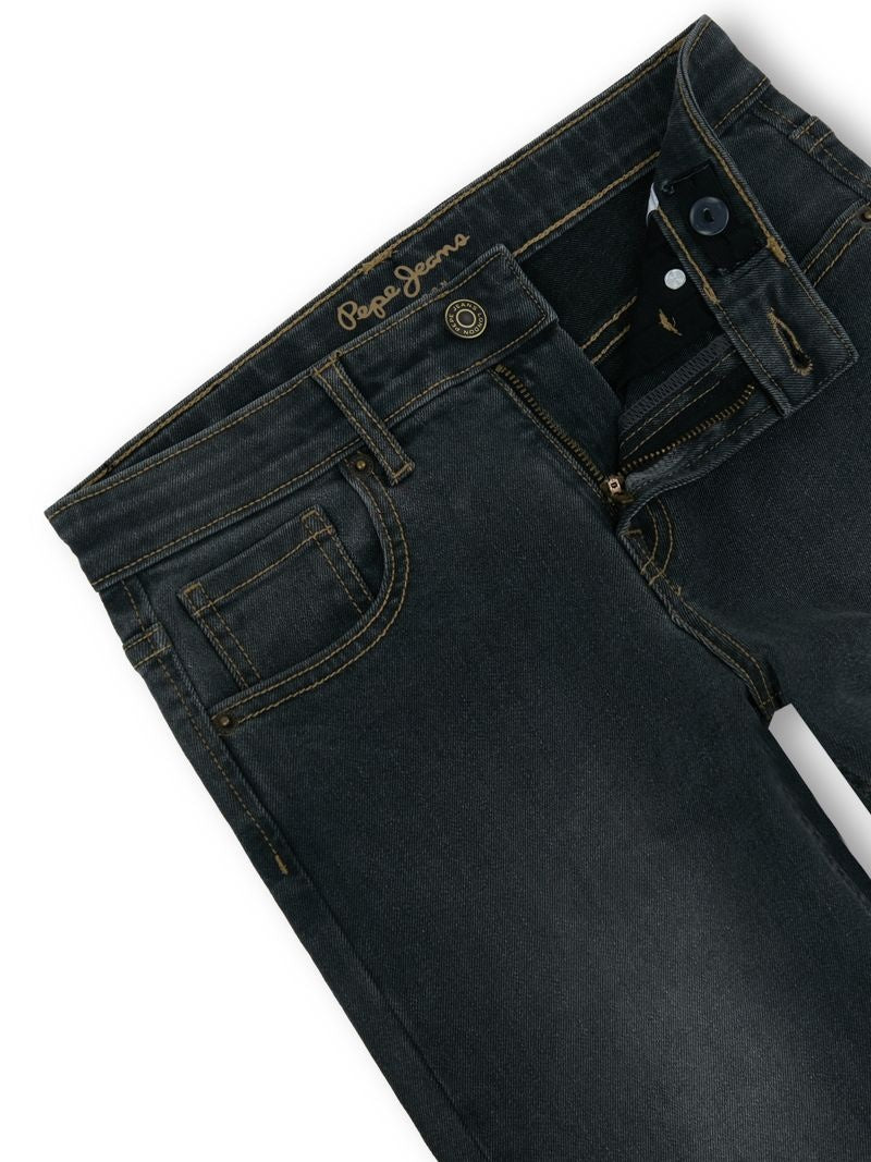 Boys Medium Grey Used Solid Skinny Fit Jeans