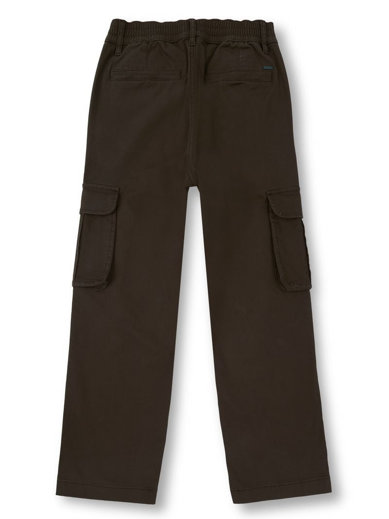 Boys Dk Brown Solid Skinny Fit Cargo