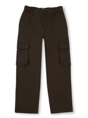 Boys Dk Brown Solid Skinny Fit Cargo