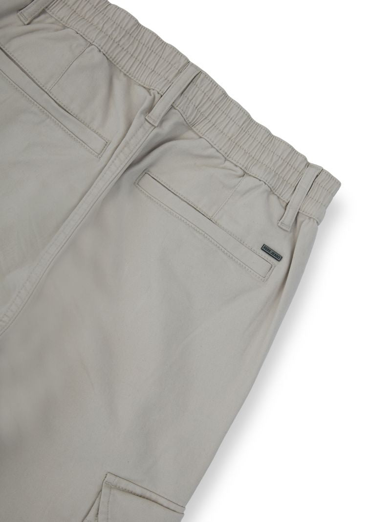 Boys Light Grey Solid Skinny Fit Cargo