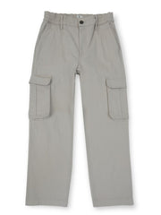 Boys Light Grey Solid Skinny Fit Cargo
