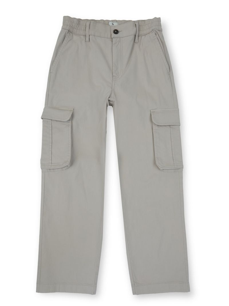 Boys Light Grey Solid Skinny Fit Cargo
