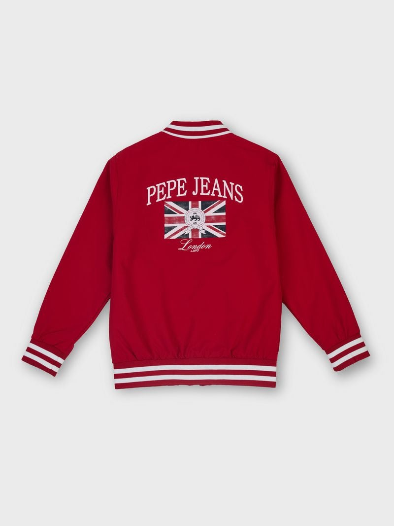 Boys Red Solid Regular Fit Jacket Full Sleeves