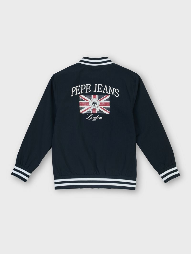 Boys Navy Solid Regular Fit Jacket