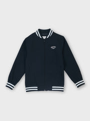 Boys Navy Solid Regular Fit Jacket