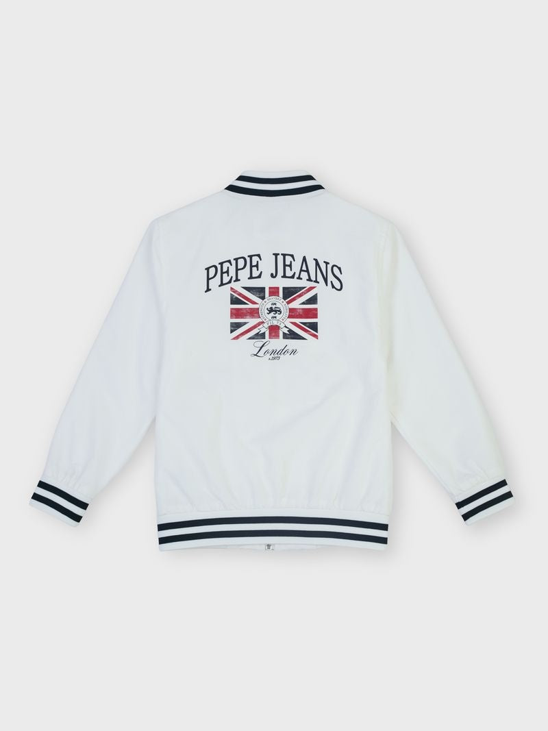 Boys White Solid Regular Fit Jacket