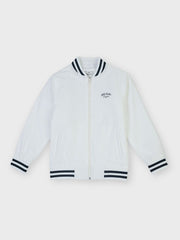 Boys White Solid Regular Fit Jacket
