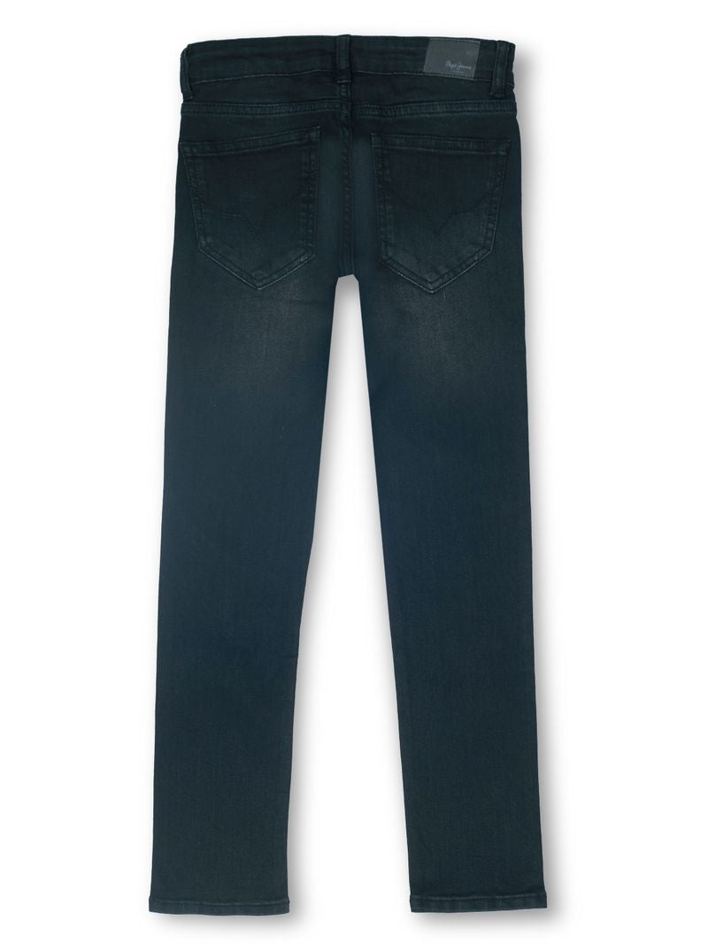 Boys Washed Black Solid Slim Fit Jeans