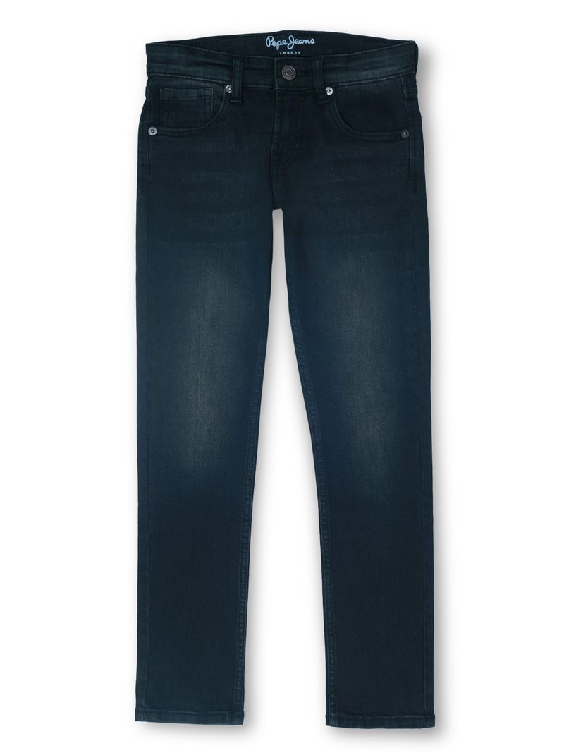 Boys Washed Black Solid Slim Fit Jeans