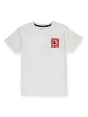 Boys Off White Graphic Print Regular Fit T-Shirt Short
