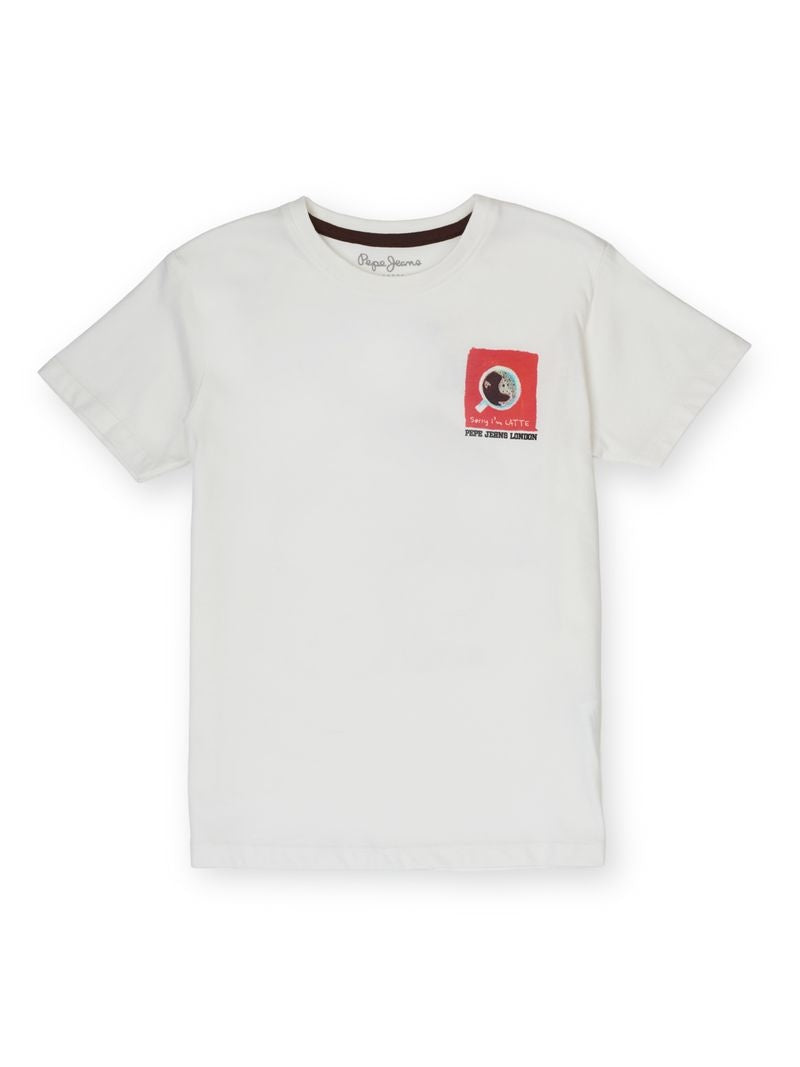 Boys Off White Graphic Print Regular Fit T-Shirt Short