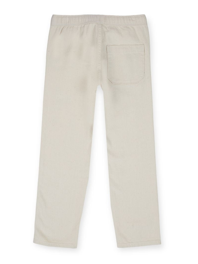 Boys Ecru Solid Regular Fit Jeans