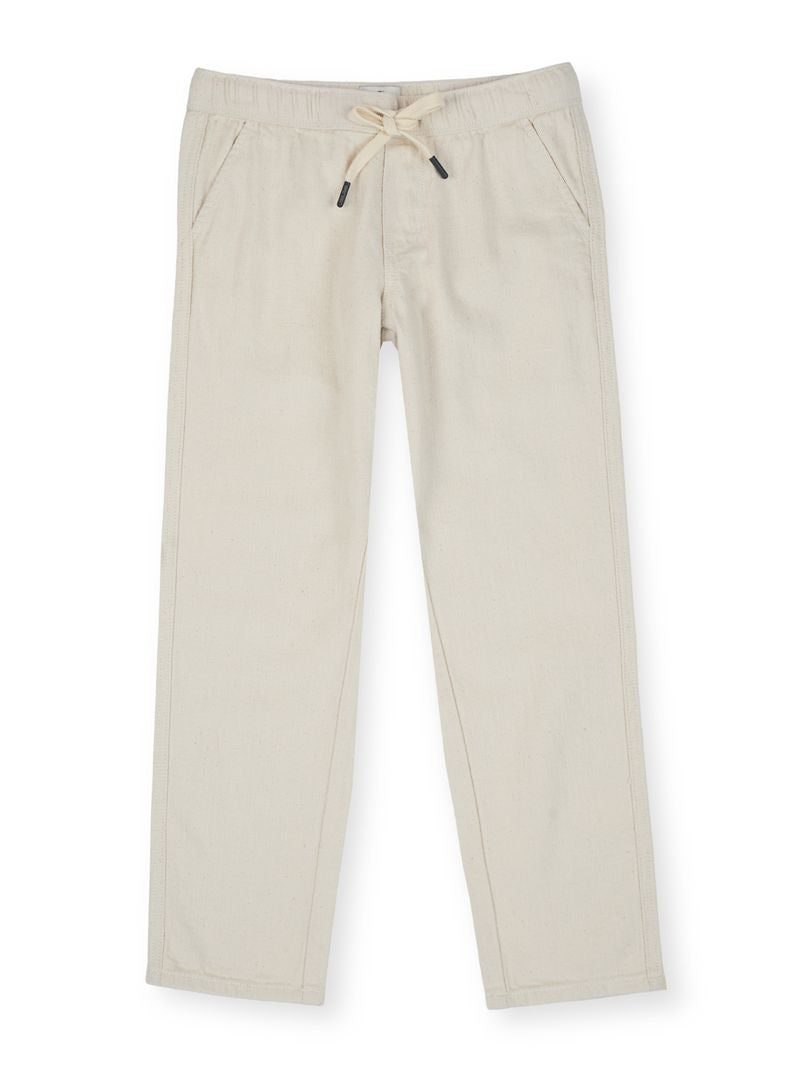 Boys Ecru Solid Regular Fit Jeans