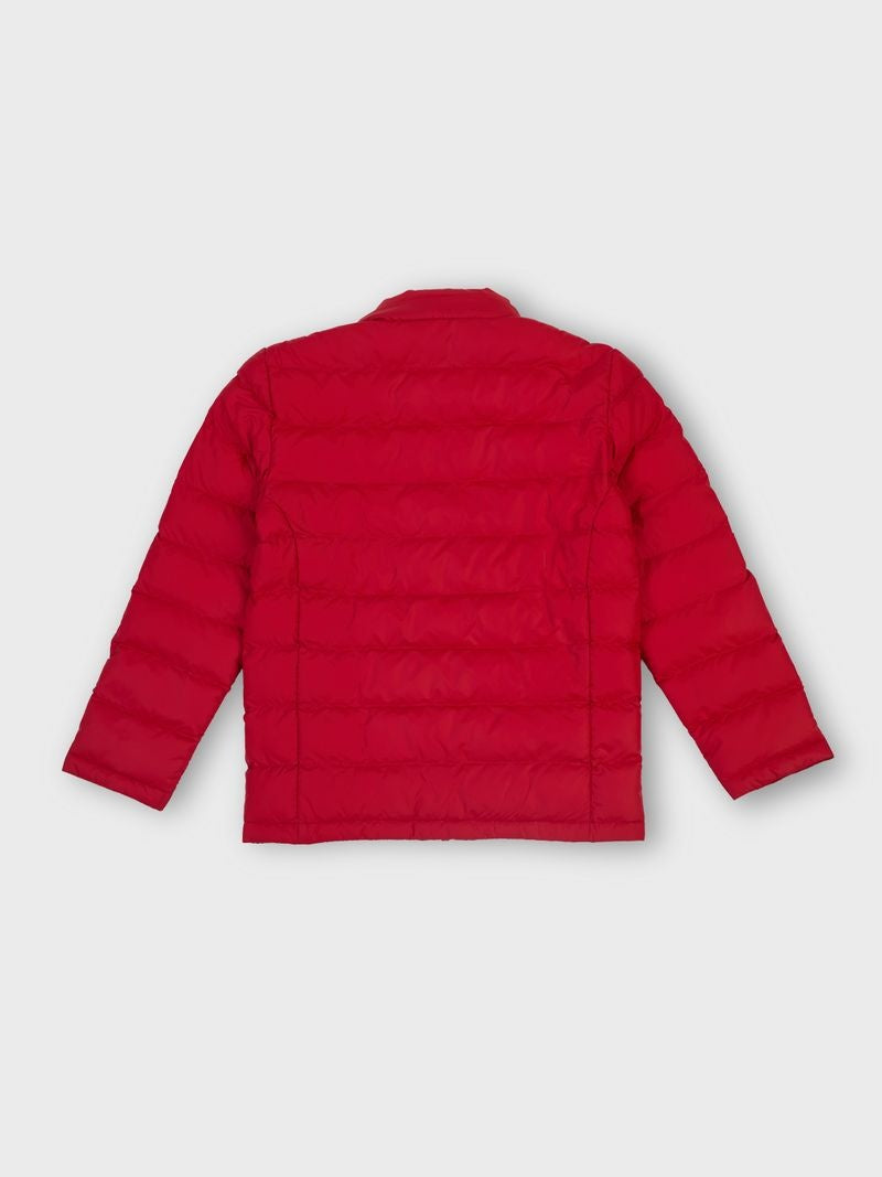 Boys Red Solid Regular Fit Jacket