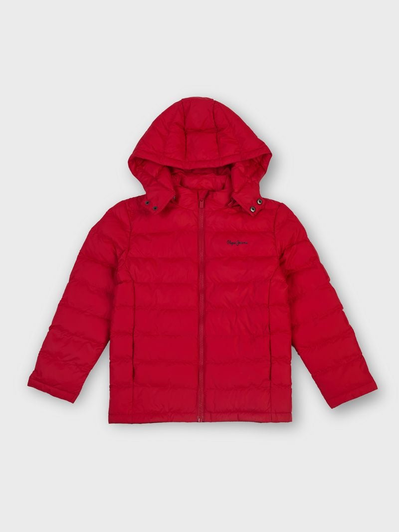 Boys Red Solid Regular Fit Jacket