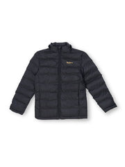 Boys Black Solid Regular Fit Jacket Full Sleeves