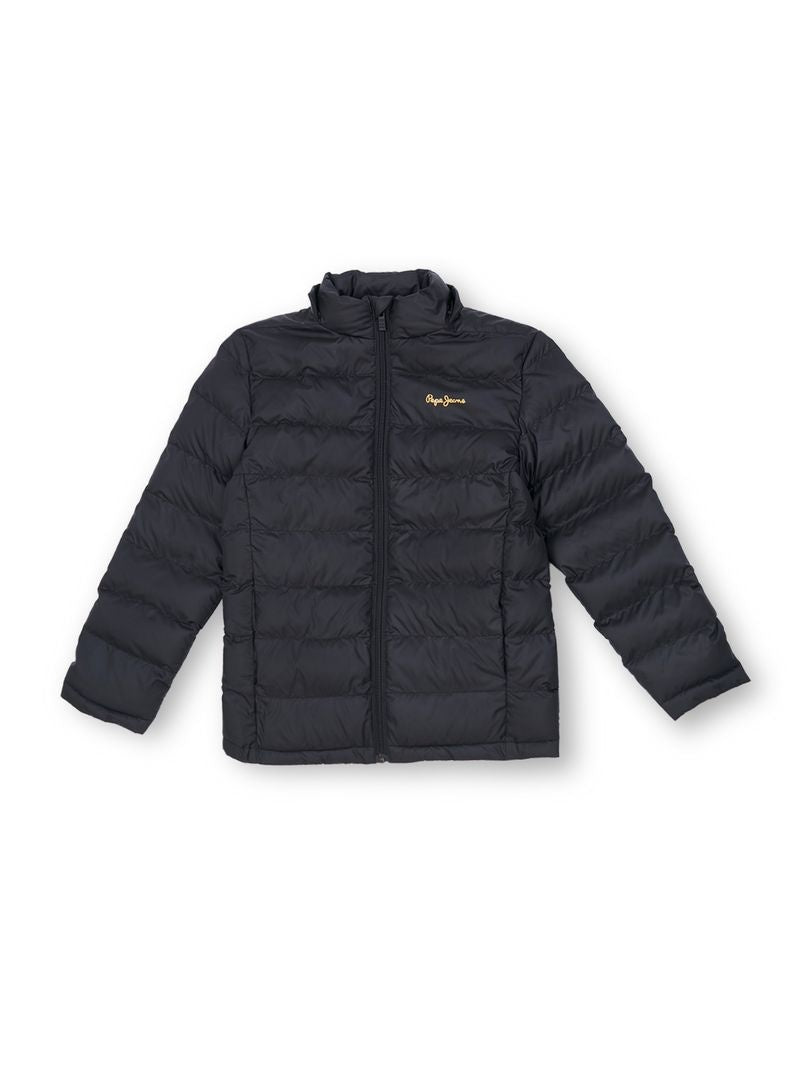 Boys Black Solid Regular Fit Jacket Full Sleeves