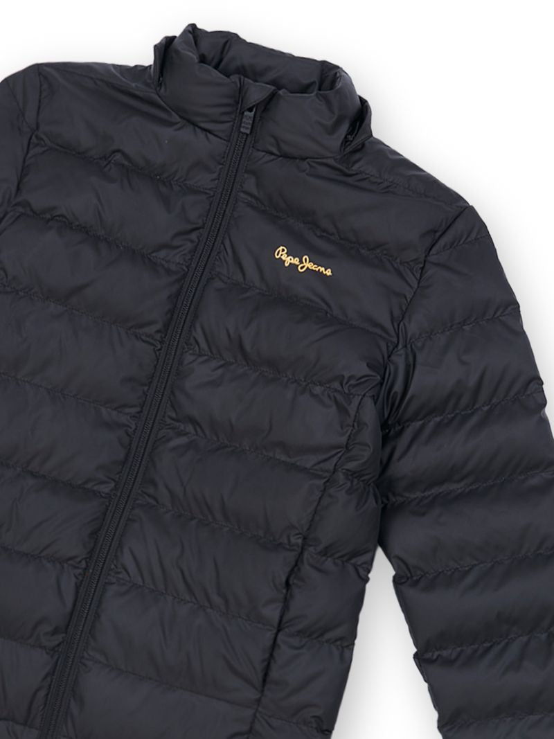 Boys Black Solid Regular Fit Jacket Full Sleeves