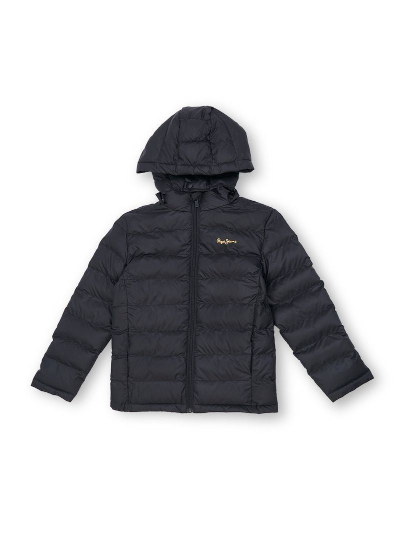 Boys Black Solid Regular Fit Jacket Full Sleeves