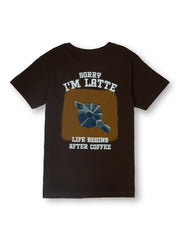 Boys Brown Graphic Print Regular Fit T-Shirt Short Sleeves