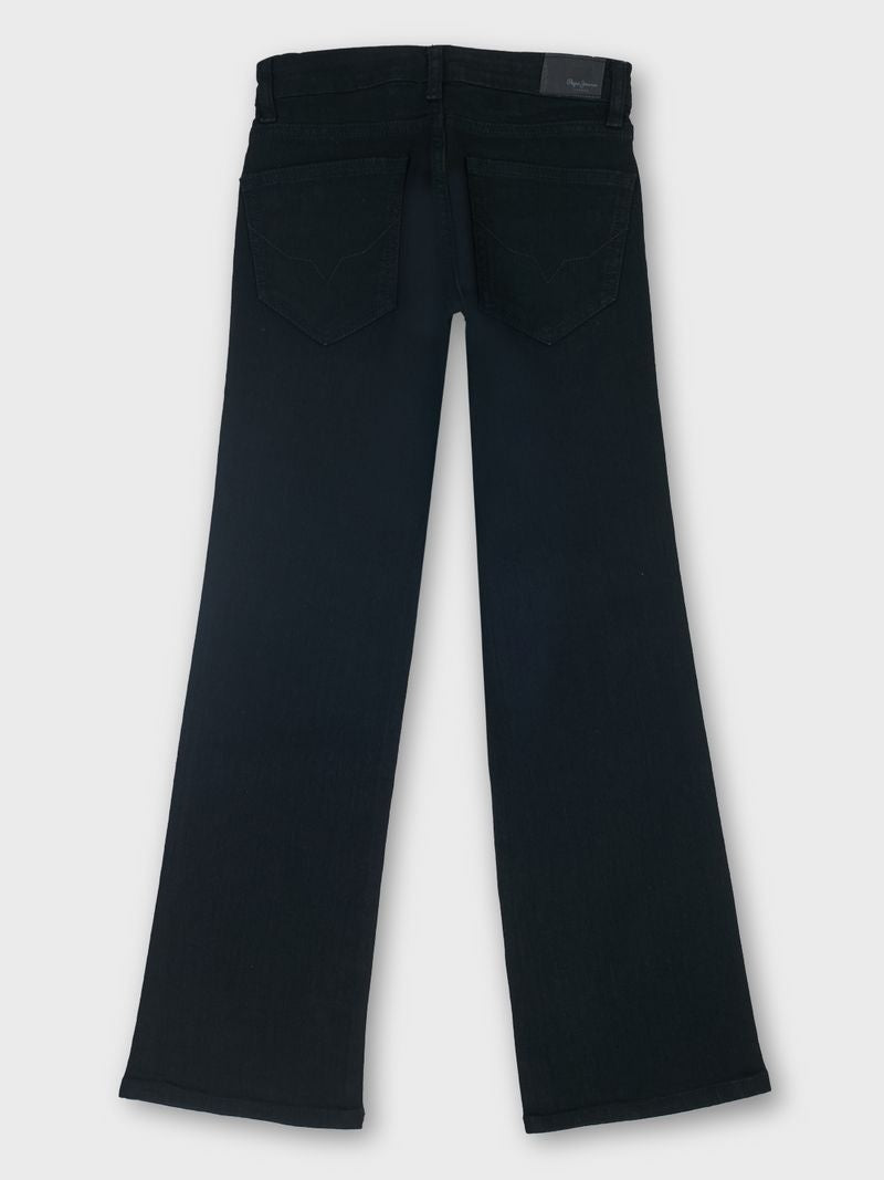 Boys Jet Black Solid Bootcut Jeans