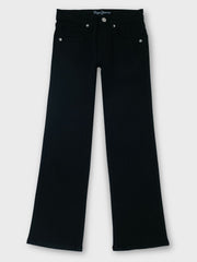 Boys Jet Black Solid Bootcut Jeans