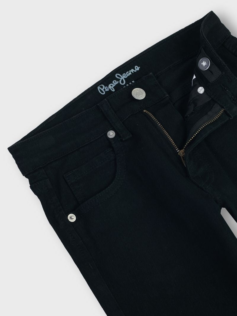 Boys Jet Black Solid Bootcut Jeans