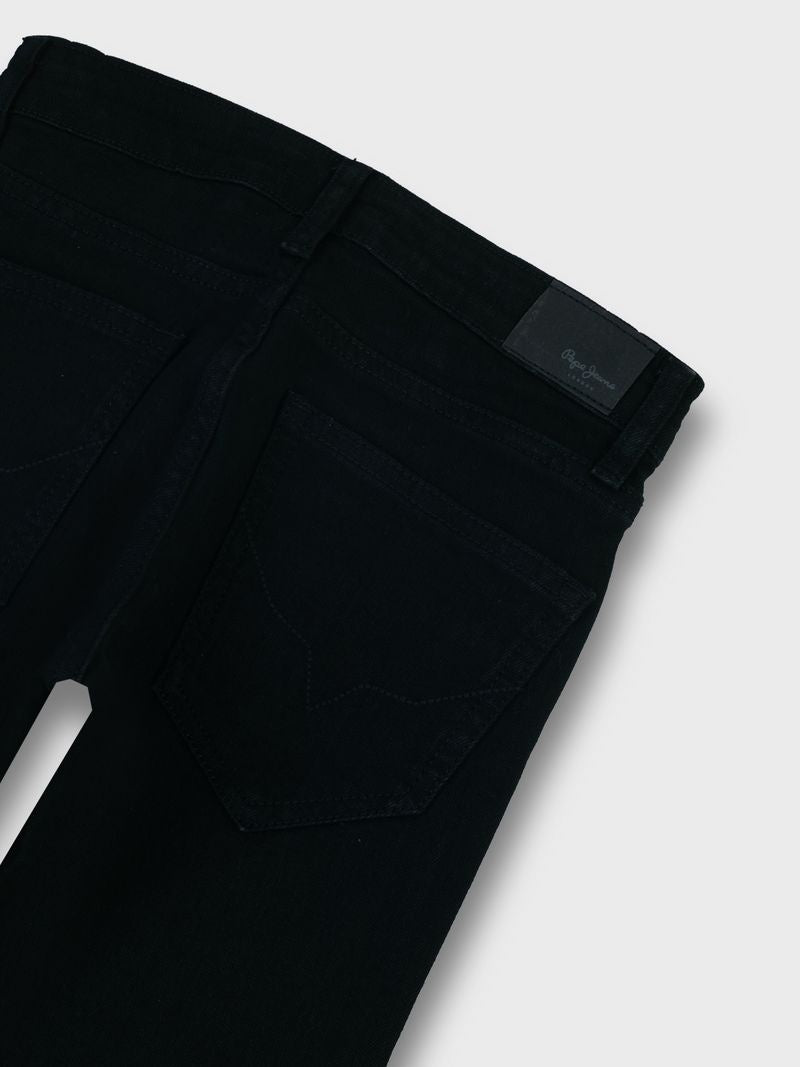 Boys Jet Black Solid Bootcut Jeans