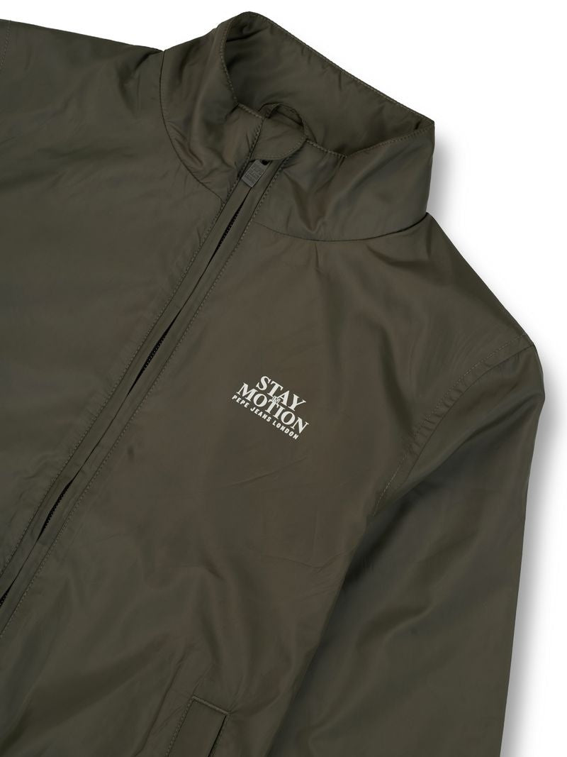 Boys Olive Solid Regular Fit Jacket