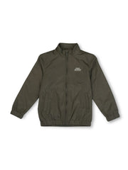 Boys Olive Solid Regular Fit Jacket