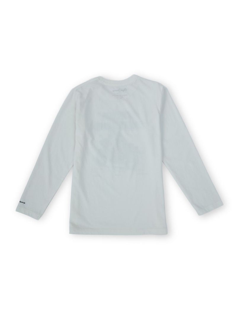 Boys Ecru Graphic Print Regular Fit T-Shirt Full Sleeves