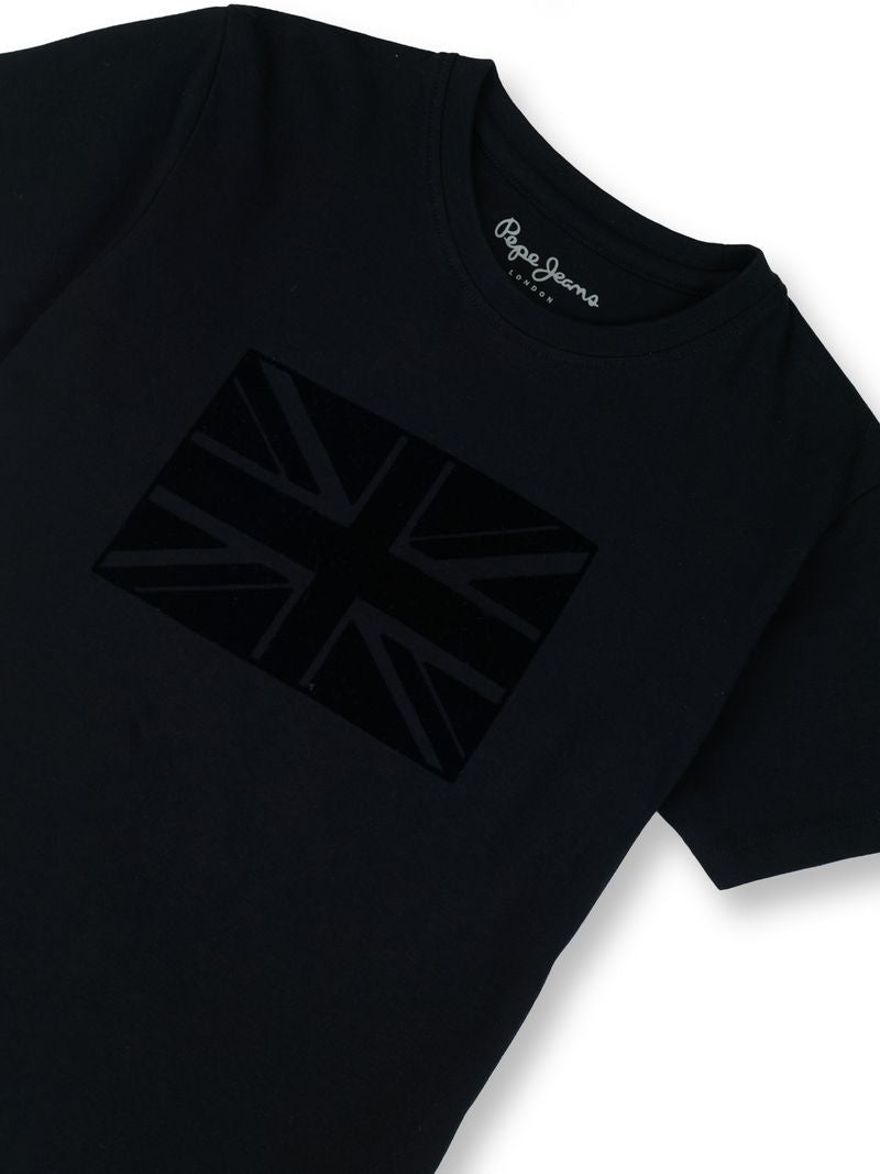 Boys Black Graphic Print Regular Fit T-Shirt Everyday