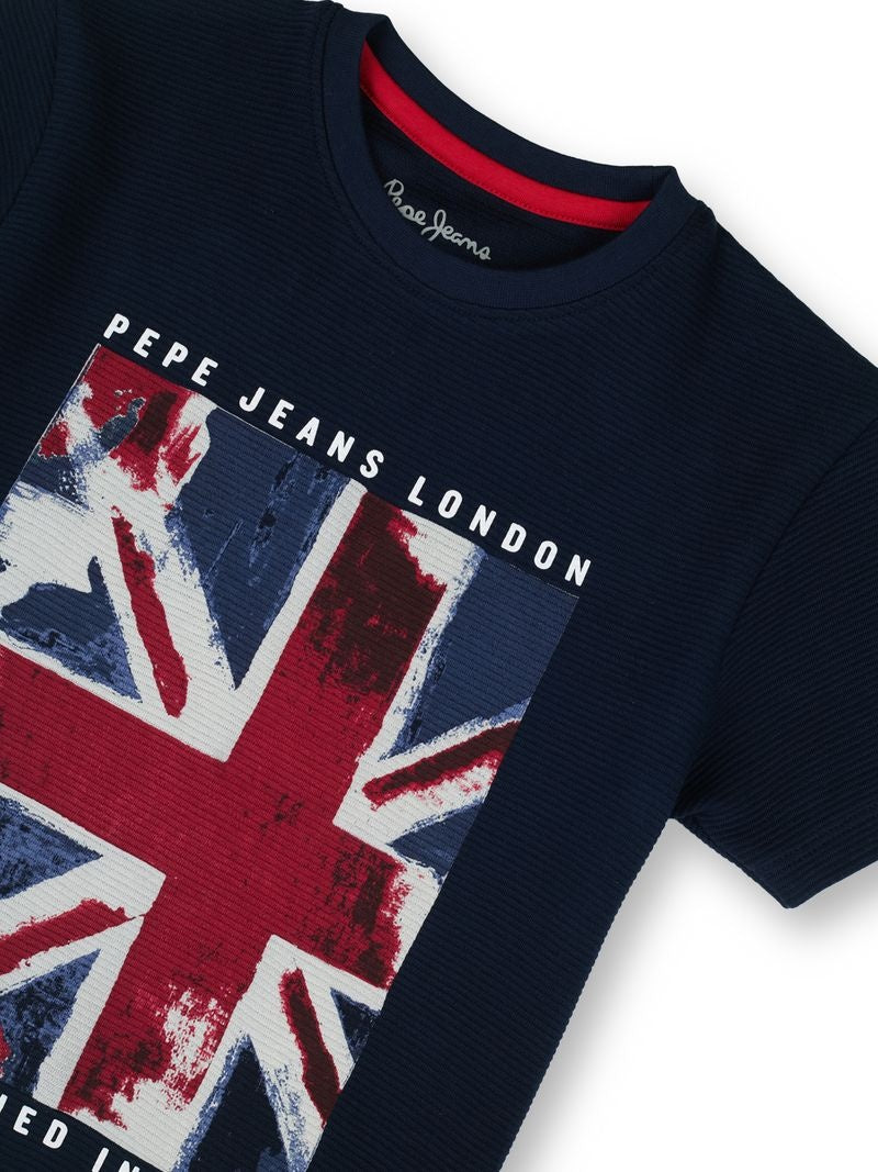 Boys Navy Graphic Print Regular Fit T-Shirt Classic