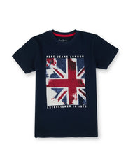 Boys Navy Graphic Print Regular Fit T-Shirt Classic