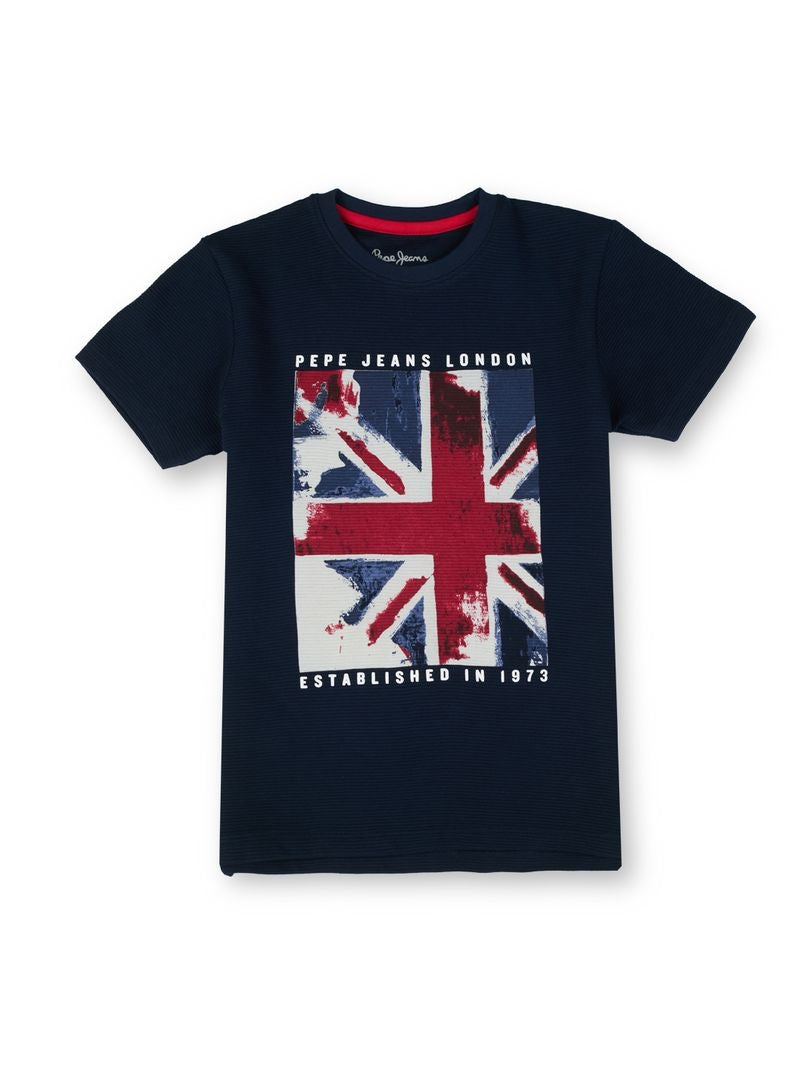 Boys Navy Graphic Print Regular Fit T-Shirt Classic