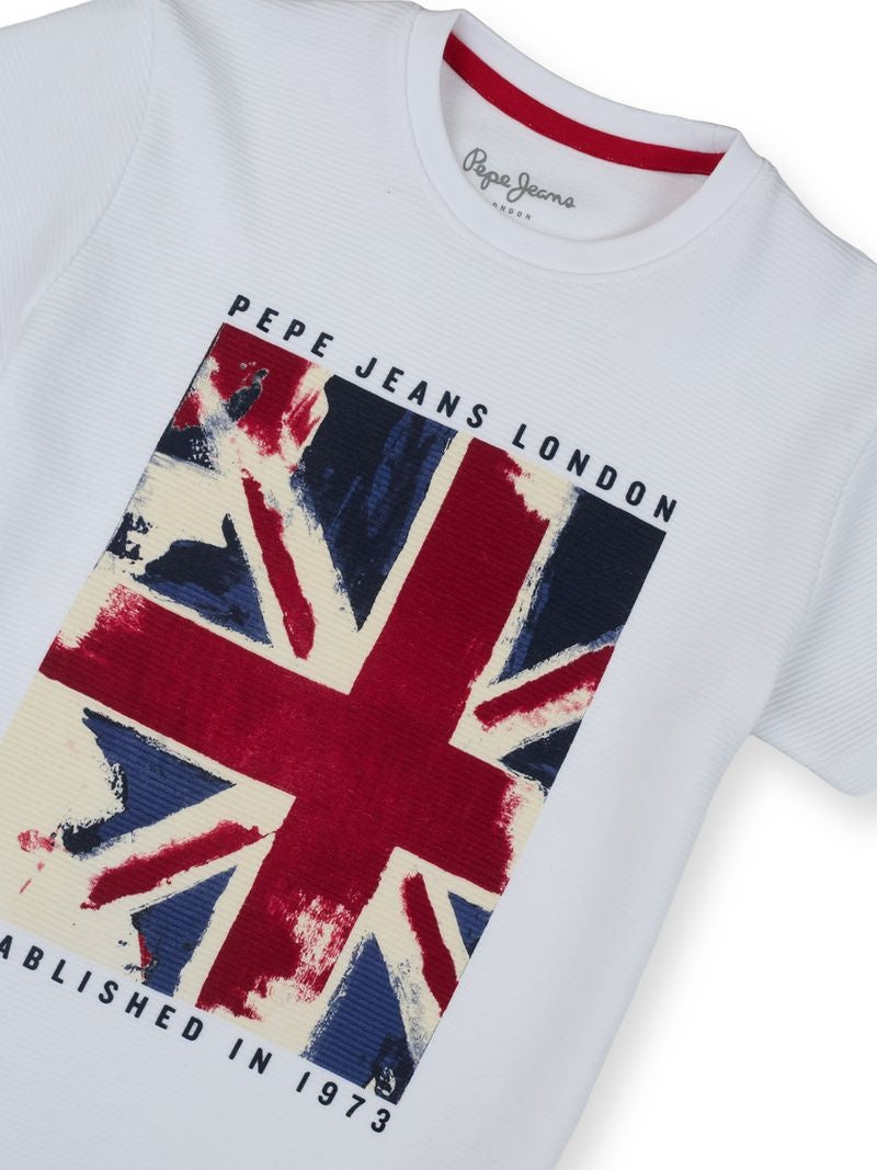 Boys White Graphic Print Regular Fit T-Shirt Everyday