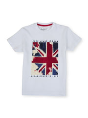 Boys White Graphic Print Regular Fit T-Shirt Everyday