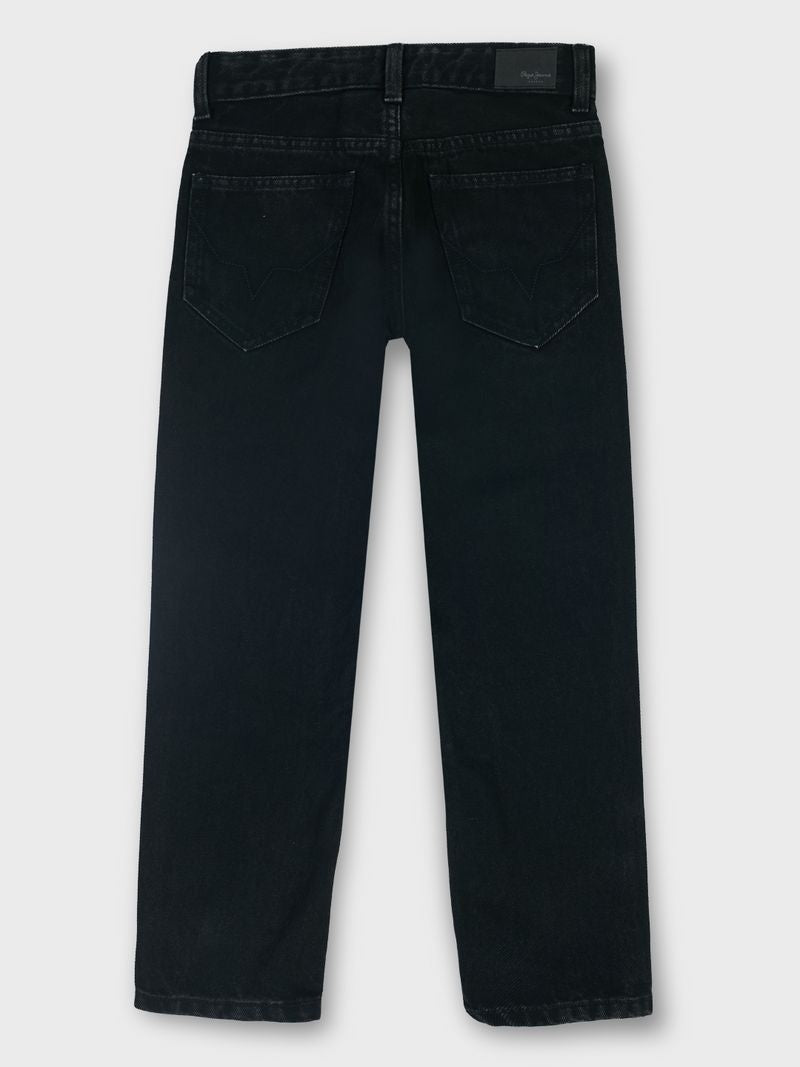 Boys Black Used Solid Baggy Fit Jeans