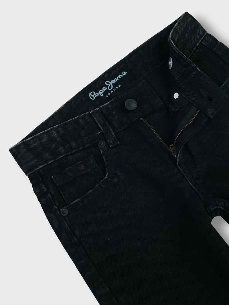 Boys Black Used Solid Baggy Fit Jeans