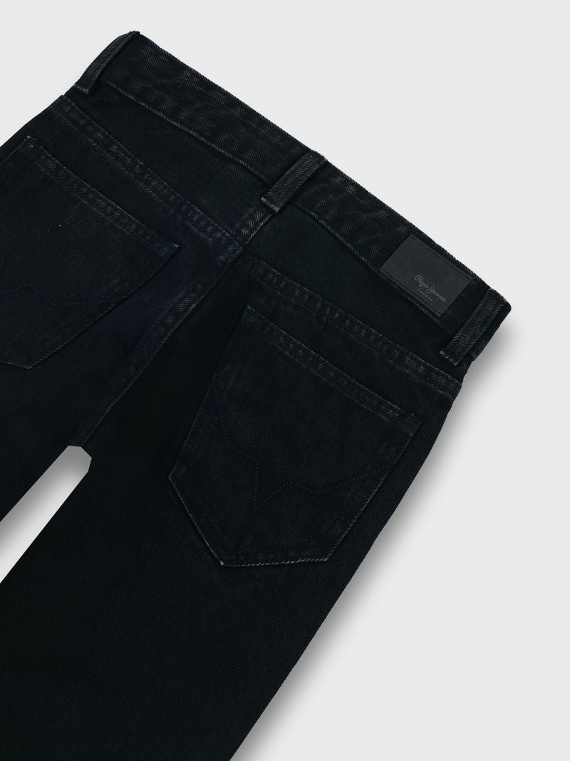 Boys Black Used Solid Baggy Fit Jeans