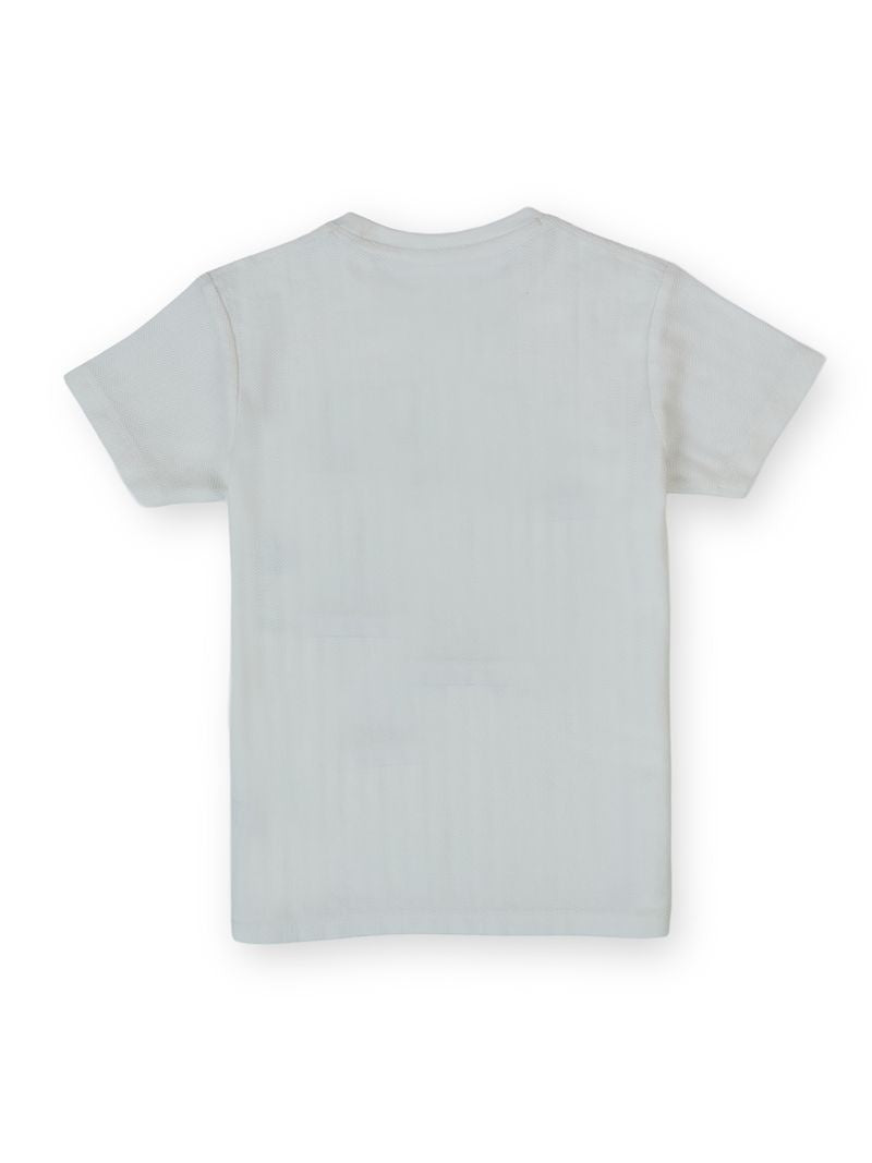 Boys Off White Graphic Print Regular Fit T-Shirt