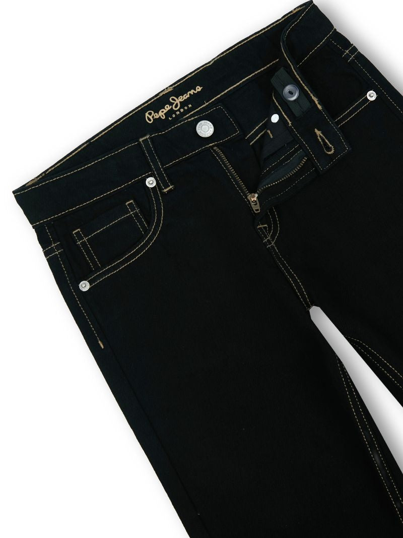 Boys Jet Black Solid Skinny Fit Jeans