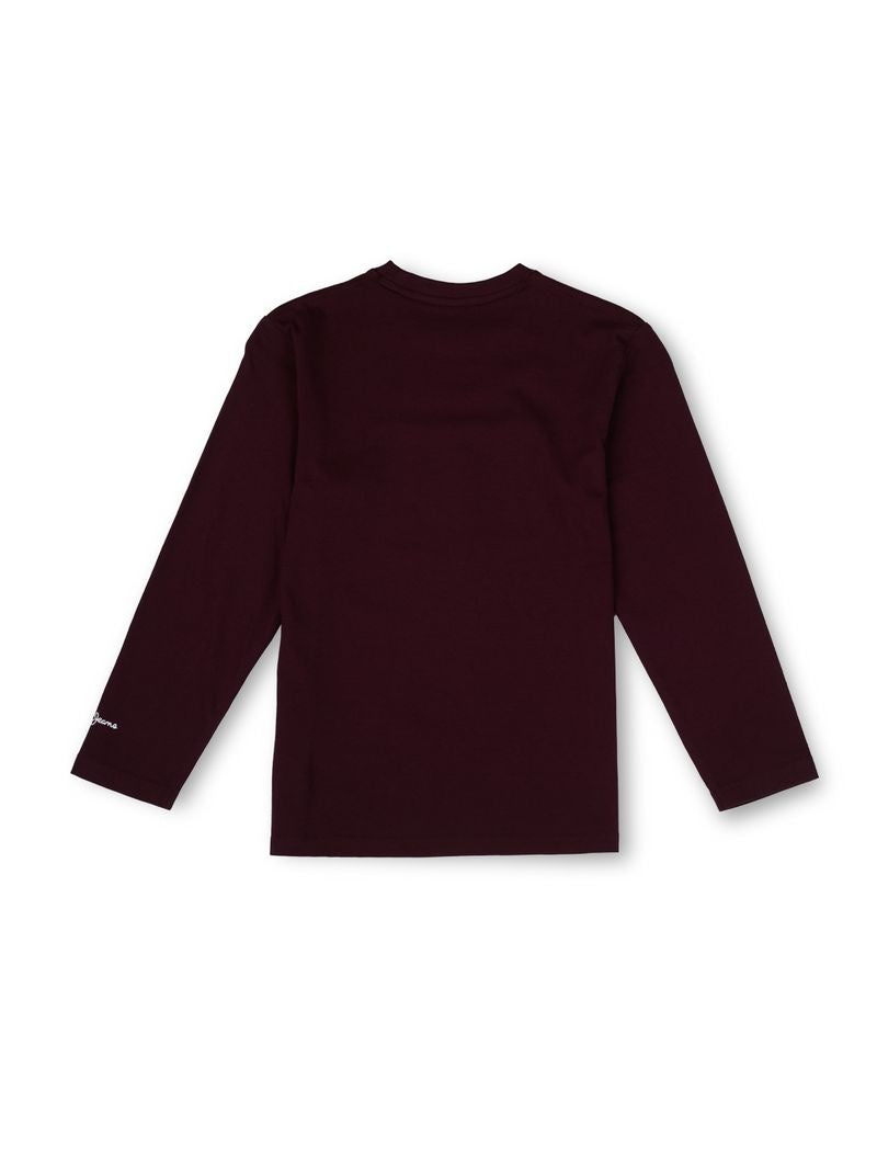 Boys Burgundy Graphic Print Regular Fit T-Shirt