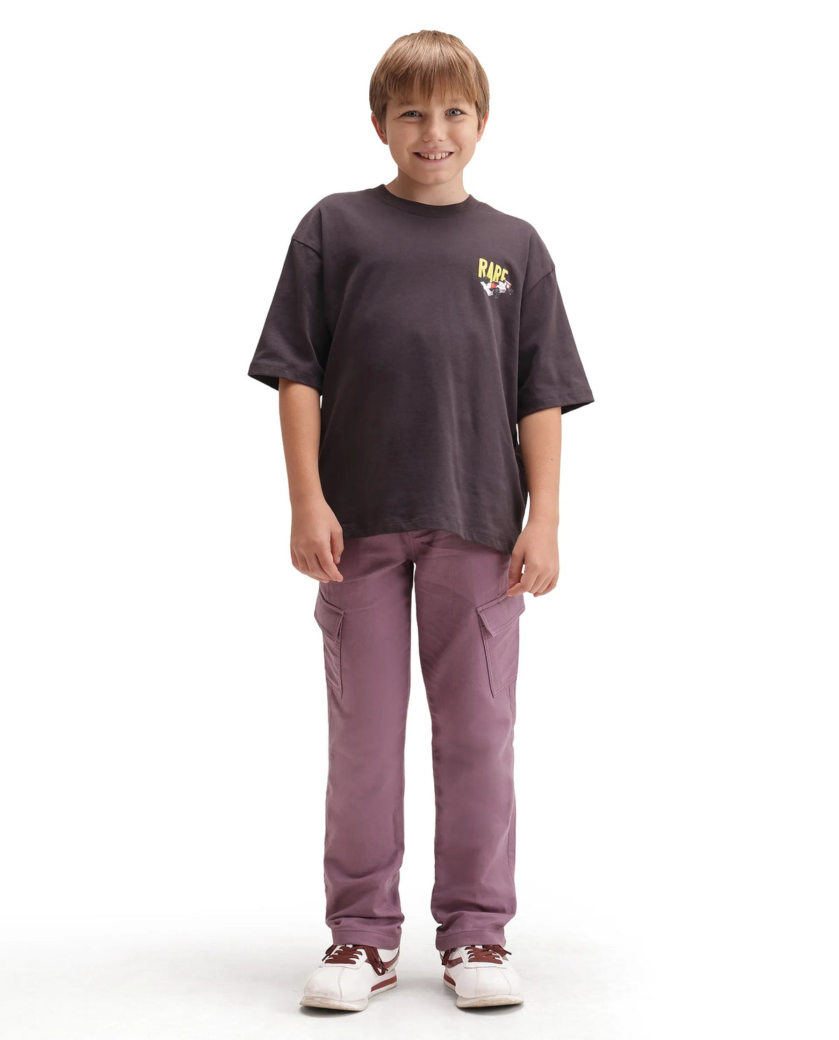 Rare Ones Boys Presso Cargo Fit Cotton Trouser - Dusky Pink